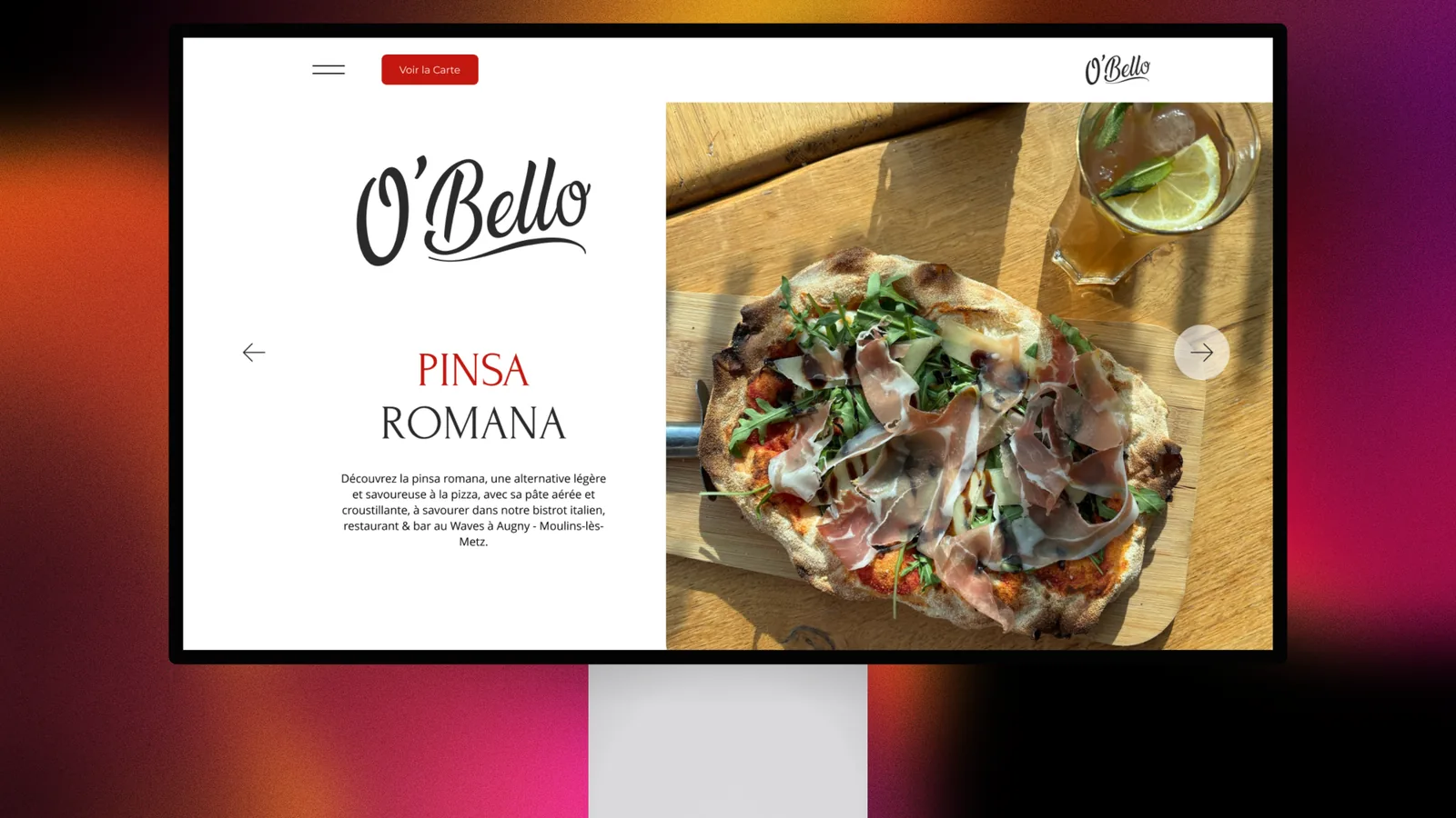 Maquette du site O'Bello